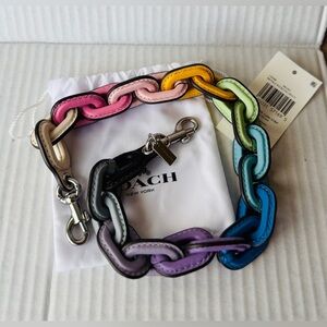 Coach Rainbow Leather Covered Strap Silver Hardware